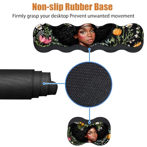 4 in 1 Ergonomic Keyboard Wrist Rest & Mouse Pad Wrist Rest Set, Large XXL Gaming Desk Mat 31.5"x 11.8" with Non-Slip Base, Memory Foam for Home Office Study Gaming, American Black Girl - color: American Black Girl