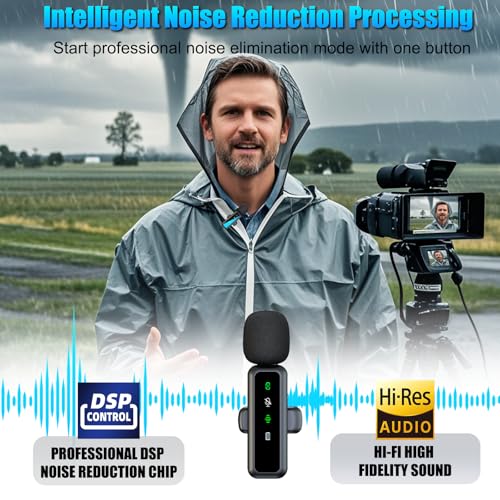3-in-1 Wireless Lavalier Microphone for iPhone/Android/Camera/PC, Featuring a Rotatable Clip, Mute, Reverb, and Noise Reduction – Ideal for TikTok, YouTube, and Vlogging (3-in-1)