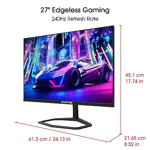 Sceptre 27-inch 240Hz Gaming Monitor 1ms 99% sRGB AMD FreeSync Premium DisplayPort x2 HDMI x2 Build-in Speakers, Machine Black (E278B-FWD240) - style: 27" 240HZ DP X2