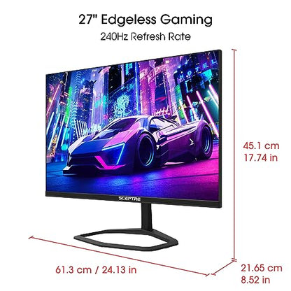 Sceptre 27-inch 240Hz Gaming Monitor 1ms 99% sRGB AMD FreeSync Premium DisplayPort x2 HDMI x2 Build-in Speakers, Machine Black (E278B-FWD240) - style: 27" 240HZ DP X2