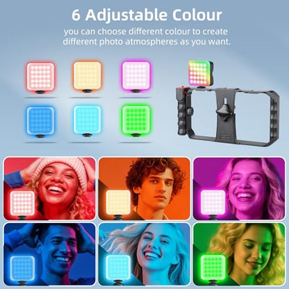 Zeadio All-in-One Smartphone Video Rig Kit, Variable Phone Cage Rig with RGB Video Light, Shotgun Microphone, Universal Video Stabilizer for iPhone/Android Filmmaking Vlogging YouTube TikTok etc - style: Pro Kit