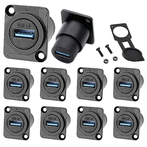 PENGLIN 10PCS USB Panel Mount Connector,USB 3.0 Pass Through Data Connector Female to Female,USB 3.0 Socket for Audio Video Data Transfer/Charging - size: 10PCS(USB3.0)