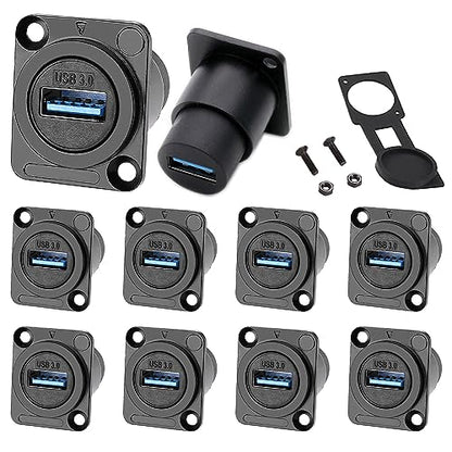 PENGLIN 10PCS USB Panel Mount Connector,USB 3.0 Pass Through Data Connector Female to Female,USB 3.0 Socket for Audio Video Data Transfer/Charging - size: 10PCS(USB3.0)