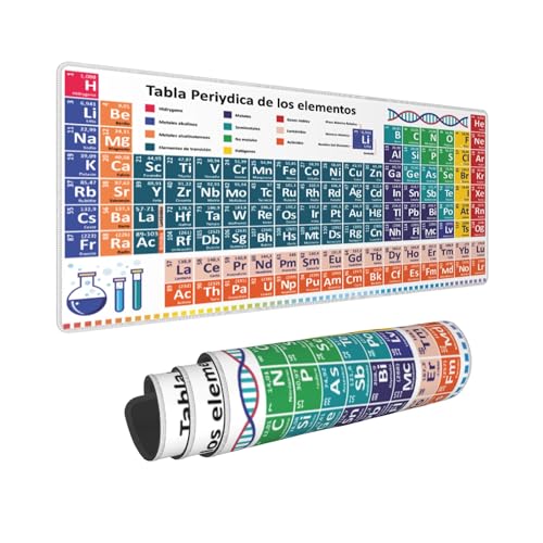 Periodic Table Mouse Pad – Large Desk Mat with Non-Slip Rubber Base, 31.5 X 11.8in Gaming Mousepad for Laptop Pc, Office Accessories and Desktop Decor - color: Periodic Table