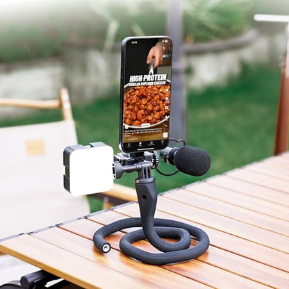 JJC Flexible Mount for Action Camera, Long Arm Bendable Clamp Mount with 1/4 Screw for GoPro Hero 13 12 11 10 Action 5 pro 4 3 Compatible with Insta360 X5 X4 X3 Selfie Stick Stand