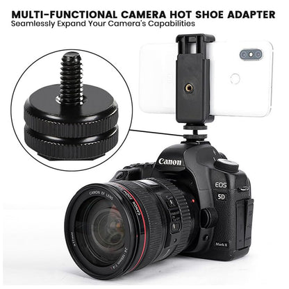 Hot Shoe Adapter 1/4 Inch Camera Hot Shoe Mount Adapter Tripod Screw for DSLR Camera Rig Cold Hotshoe Screw Accessory Attachment for Camera Flash Shoe to 1/4"-20 Male Post Adapter with Locking Disk