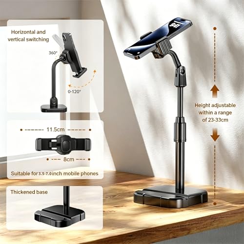 1pc Black Adjustable Height Angle Phone Stand, Ergonomic Desktop Phone Holder, Multi-Angle Lift Phone Mount for Office Work from Home Desk Accessories