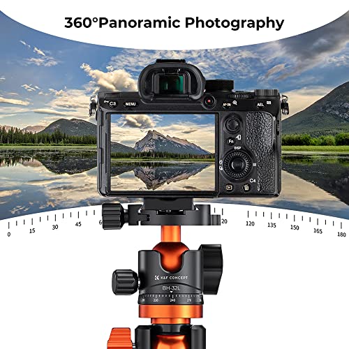 K&F CONCEPT 32mm Metal Tripod Ball Head 360 Degree Rotating Panoramic with 1/4 inch Quick Release Plate Bubble Level for Monopod Camera Camcorder Load Capacity up to 26.4lbs/12kg - size: 12 kg Capacity