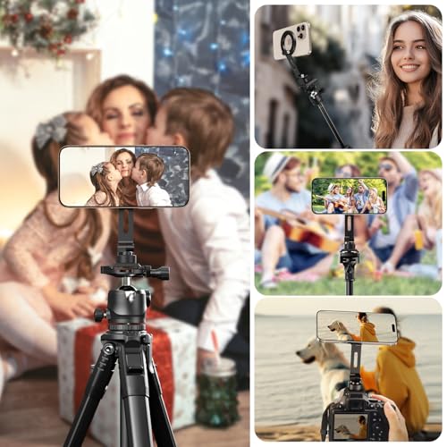 elitehood Magsafe Tripod Mount with Cold Shoe & Arca Port & 1/4" Thread, Aluminum Magnetic iPhone Tripod Mount Adapter for Camera, Adjustable Camera Phone Holder Attachment for iPhone & Smartphone - size: 3.5 inches arm with Arca Cold Shoe Base