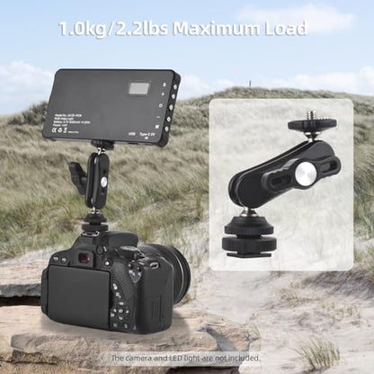 Andoer Mini Cool Ballhead Multi-Function Double Ball Dead Adapter with Cold Shoe Mount & 1/4 Inch Screw for DSLR Camera Camcorder Monitor LED Light Microphone