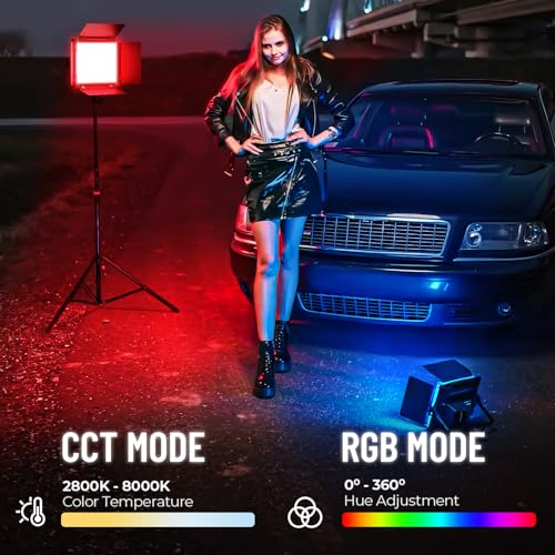 Mettlelite SPL210C Light Kit 2 Packs, RGB LED Video Light with APP Control, 360° Full Color RGB, 2800K-8000K, CRI/TLCI 97+, 10 Scenes, Photography Studio Light Kit with Light Stand for Photo and Video - size: SPL210C - 2 Lights Kit