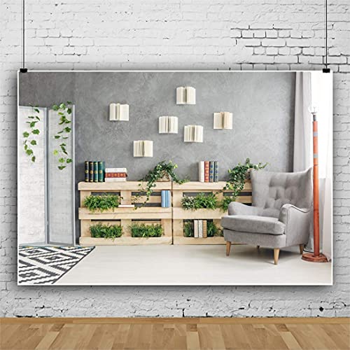 YongFoto 7x5ft Living Room Backdrop Office Background Green Plants Sofa Zoom Meeting Background Video Conferencing Backdrop Modern Office Decor Banner
