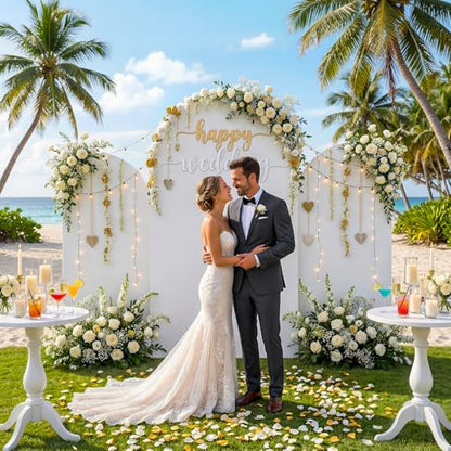 Toolterritary Set of 3 Metal Arch Backdrop Stand with Cover Set, (7.2FT, 6.6FT, 6FT Wedding Arch and Cover Set), Backdrop Arch for Party, Baby Shower, Birthday, and Graduation Ceremony - color: White, size: 7.2ft+6.6ft+6ft