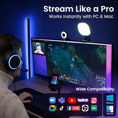 Webcam Streaming Kit with USB RGB Microphone & LED Light – 1080P 30FPS Streaming Camera Bundle for Twitch, YouTube, Podcasting, WFH – PC & Mac Compatible (Not for PS5 Alone)