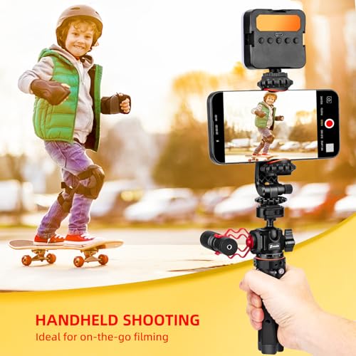 Zeadio Metal Camera Mini Tripod, with 1/4" Screw Ball Head Mount, Adjustable Heights Desktop Vlog Stand for Smooth 4 Osmo Mobile Ronin-S Vimble 2 Gimbal Handle Grip Stabilizer and All Cameras - style: Standard Ball Head