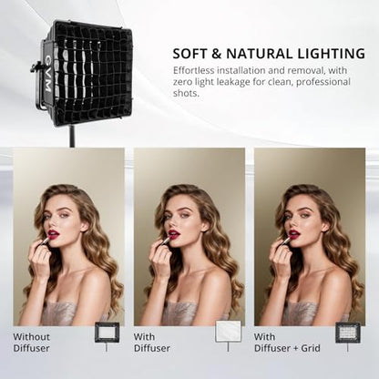 GVM Foldable Softbox with Diffusers/Honeycomb Grid, 2 Packs Softbox Lighting Kit Compatible with GVM 680RS/880RS/1000D RGB Video Light for YouTube/Portrait Photography/Product Shoots/Live Streaming