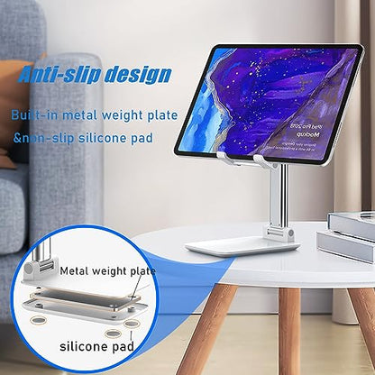 Phone Stand for Desk, Cell Phone Holder Cute Smart Cellphone Stand Foldable Stands Compatible with Under 8" Devices, Office Accessories, White-Green - color: J-White-Green