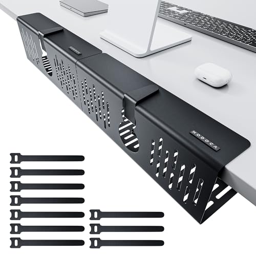 NODOCA No Drill Under Desk Cable Management Tray, 14'' Wire Management, Punch-Free Clamp on, Metal Cable Tray, Wire Organizer Under Desk, Under Desk Basket for Office and Home, Black(2 Packs) - color: Black, size: 【Clip-on】14''×2pcs