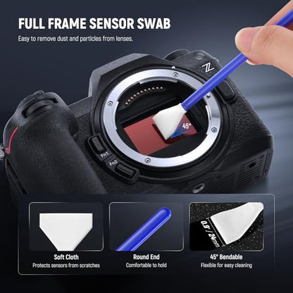 NEEWER 12 in 1 Camera Lens Cleaning Kit for Electronics, Phones, Tablets, 1x Lens Brush Pen + 1x Air Blower + 1x Cleaner Spray + 3X 24mm Full Frame Sensor Swab + 6X Cleaning Cloth, HM-49