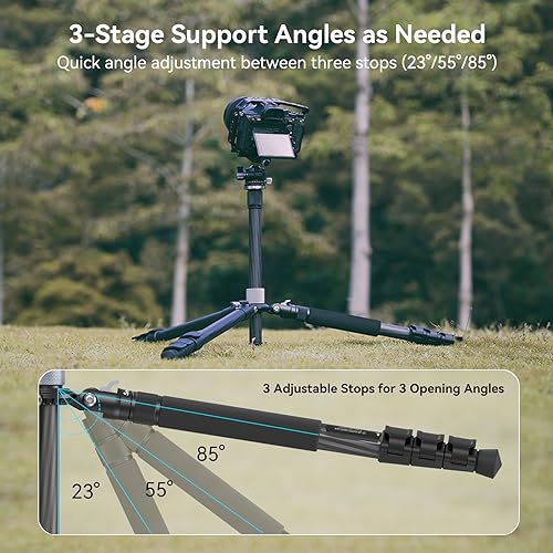SmallRig AP-20 Carbon Fiber Tripod, 62.2" Camera Tripod Monopod with Center Column, Compact Lightweight Tripods with 360° Ball Head, Payload 26.5 lbs, Quick Release Plate, for DSLR Camera - 4059 - style: 62.2"