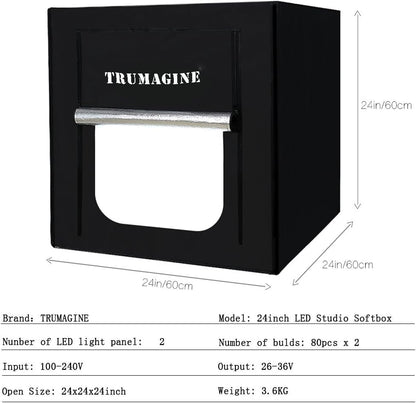 Photo Light Box Photography 24"x24"x24" Tabletop Dimmable LED Cube Shooting Tent Kit for White Studio Box Product Photographic Lighting Tents with PVC Backdrops and Mini Tripod - size: 24x24x24 INCH