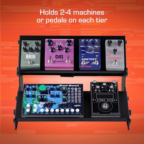 XTS Mini Duo-Flex Desktop Stand, 2 Tiers with Trays for FX Pedals / Synths / Audio Interfaces / MIDI Controllers, Holds 2-4 Pedals or Machines on Each Tier, 15.5" Width, Fits Elektron Digitakt / Digitone / Octatrack & More - size: Mini Duo-Flex Stand
