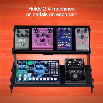 XTS Mini Duo-Flex Desktop Stand, 2 Tiers with Trays for FX Pedals / Synths / Audio Interfaces / MIDI Controllers, Holds 2-4 Pedals or Machines on Each Tier, 15.5" Width, Fits Elektron Digitakt / Digitone / Octatrack & More - size: Mini Duo-Flex Stand