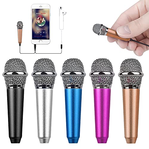 Mini Portable Vocal/Instrument Microphone for Voice Video Recording Singing,Vlogging,Podcasting,Tiny Microphone for iPhone Android Phone Computer Latop Notebook Tablet iPad(Golden) - color: Golden