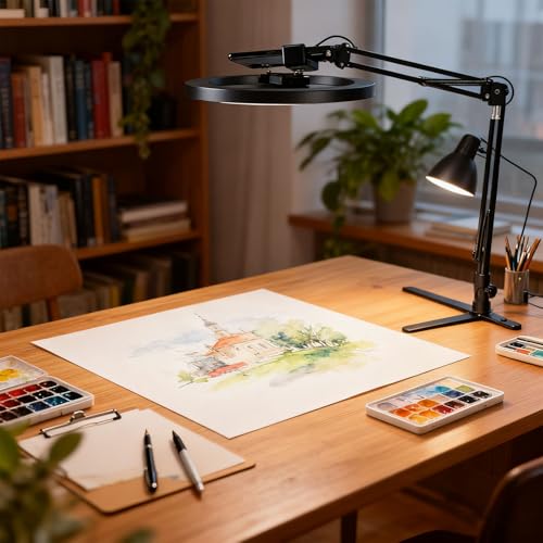 Desktop Phone Tripod with Led Lights & Microphones for Video Recording, Mini Projector, Live Streaming, Drawing Sketching, Baking, Scanning Projects, 360 Rotations-gooseneck Cellphone Holder