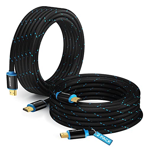 Maximm Hdmi Cable 4K 15 Ft, 2 Pack, Braided, 18Gbps, Hdmi 2.0, Gold-Plated - color: 2 Pack, size: 15 Feet
