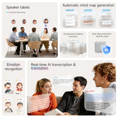 AI Conference Speakerphone Computer Speaker Voice Recorder | AI Meeting Summaries • 4 Mics • Noise Reduction • Bluetooth 5.3 • 24H Calls • For Individuals & Teams • Zoom/Teams/Meet/Webex