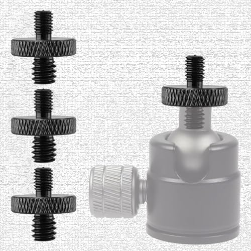3-Piece 1/4" Male to M5 Male Aluminum Tripod Nut Connector, Black, for Cameras, Ball Heads, Monopods - style: 1/4" male to M5