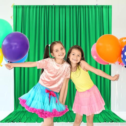 10ft x 7ft Green Backdrop Curtains for Parties, Fabric Satin Background Curtain with Rod Pockets for Weddings, Birthday, Baby Shower, Photography, Graduation Party Backdrop Drapes, 2 Panels - color: Green