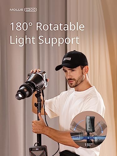 ZHIYUN Molus G200 [Official] 200W COB Video Light, Portable Continuous Output Lighting,2700-6500K 9460 lux@1m, LED Photography Lighting with Bowens Mount, APP Control, Ultra Quiet for Video Recording - size: 200W