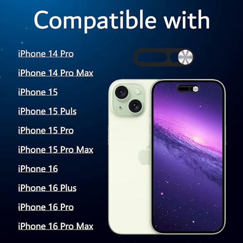Front Camera Cover , Camera Cover Compatible with iPhone 14Pro/14Pro Max/iPhone15/15Puls/15Pro/15ProMax/iPhone16/16Pro/16Plus/16Pro Max,Webcam Cover Protector Protect Privacy and Security(2PCS,Silver) - color: Silver
