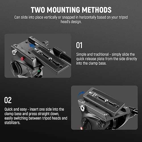 Neewer 2 Pack 501PL Tripod Fluid Head Quick Release Plate, Camera Mounting Plate with 1/4" 3/8" Screws, Anti Off Pin for GM001 GM002 GM006 Fluid Heads, QR5 - style: QR5/2 Pack