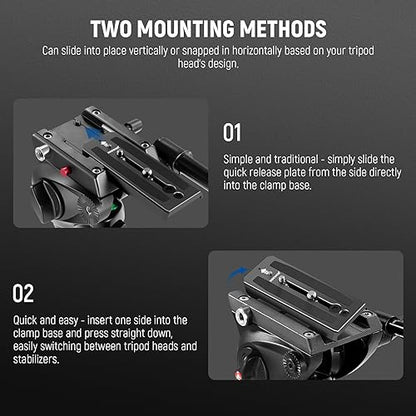 Neewer 2 Pack 501PL Tripod Fluid Head Quick Release Plate, Camera Mounting Plate with 1/4" 3/8" Screws, Anti Off Pin for GM001 GM002 GM006 Fluid Heads, QR5 - style: QR5/2 Pack
