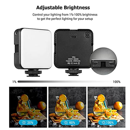 Video Conference Lighting Kit, Andoer LED Video Light with 2500K-6500K Dimmable Rechargeable 3 Cold Shoes and Suction Cup Mount for Laptop Live YouTube Streaming Online Meeting