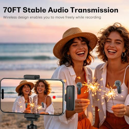 MAYBESTA Wireless Mini Microphone for iPhone & Android Phone | Lapel Microphones with Charging Case, Clear Voice, Noise Cancelling, 2 Clip on Content Creator Mics for Tiktok YouTube Vlog - color: Matte Black with Charging Case