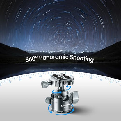 Manbily Low Profile Camera Tripod Ball Head, 36mm CNC Aluminum 360° Panorama Ball Head with Dual U-Shaped Slots for Tripod Monopod Slider DSLR Camera Camcorder, Max Load 33lbs/15kg