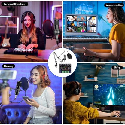 ALSO GO Upgraded Podcast Equipment Bundle for 2, Podcast Equipment with BM-800 Microphone & V8s Sound Card, Podcast Microphone Bundle for Podcasting, Recording, Singing, Streaming and Gaming - size: 2*Microphone
