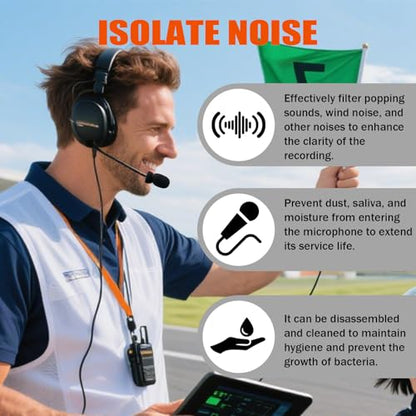 General Aviation Headset Pilot Headphone Headphone Mic Covers Foam with Rings(10Pack)