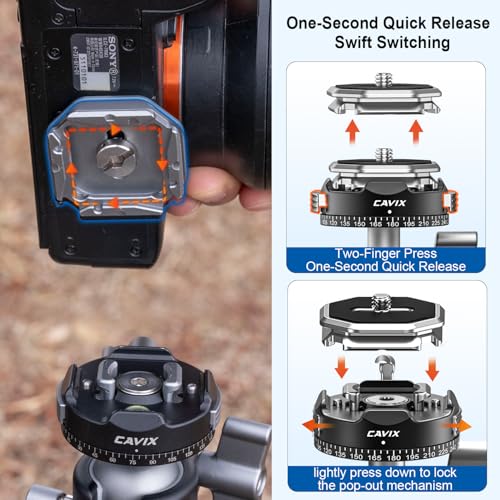 CAVIX 57"/145cm Carbon Fiber Tripod, Lightweight Tripod for Camera, 360° Panorama Tripod Ball Head, 1/4" Arca QR Plate, Travel Tripod Monopod for DSLR Video Camcorder, Max Load 33lb/15kg. - size: Carbon Fiber(57")