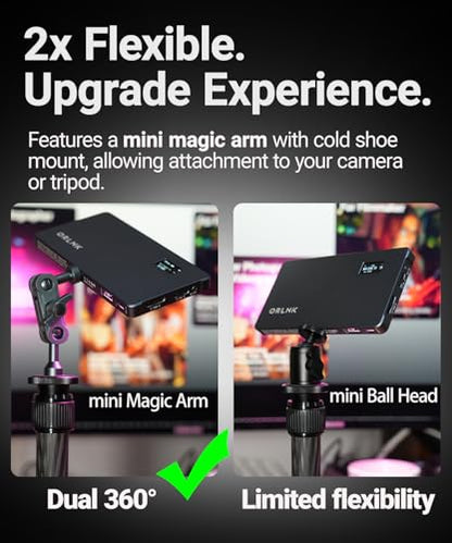 ORLN'K Portable RGB Video Light 10W 4000mAh, LED Video Light Panel with Soft Diffuser for Photographer, Content Creator Fits iPhone, for Sony Canon Nikon Fuji Panasonic Cameras (Tripod Combo) - style: 7in1 TripodCombo