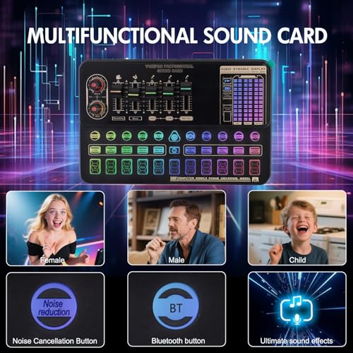 ALSO GO Podcast Equipment Bundle, Professional BM-800 Podcast Microphone with Adjustable Stand, V10XPRO Audio Mixer, Voice Changer, Audio Interface Suitable for Podcasting, Singing, Gaming