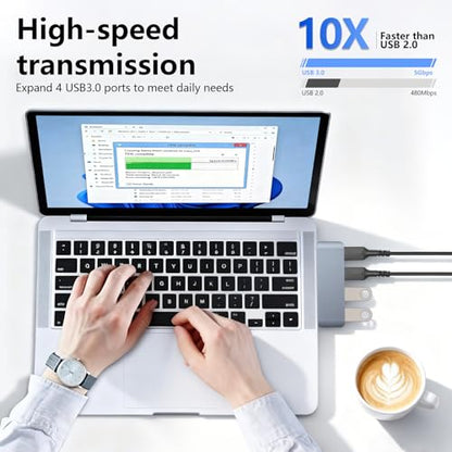 USB 3.0 Hub, Cable-Free USB Splitter Portable USB Hub for Laptop, Plug and Play Integrated Design Compatible with Laptop Desktop All USB Devices - style: Right USB 3.0 Hub