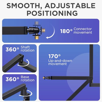 InnoGear 2026 Upgraded Microphone Boom Arm, Magnetic Cable Management Low Profile Mic Stand 360° Rotatable Desk Mount for Fifine AM8 K669B Blue Yeti HyperX QuadCast SoloCast AT2020, Black - color: Black, style: Low Profile Mic Arm