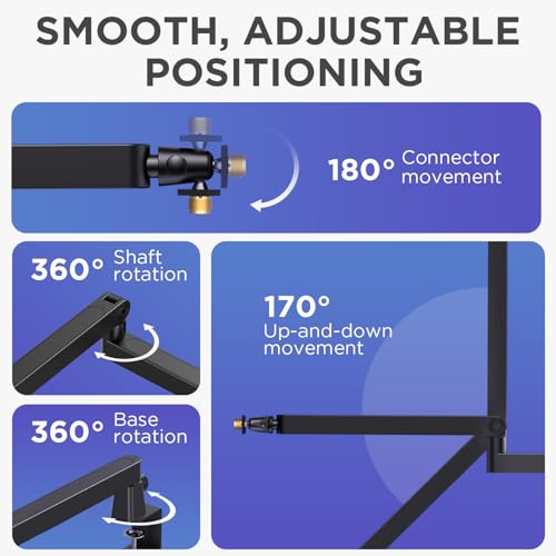 InnoGear 2026 Upgraded Microphone Boom Arm, Magnetic Cable Management Low Profile Mic Stand 360° Rotatable Desk Mount for Fifine AM8 K669B Blue Yeti HyperX QuadCast SoloCast AT2020, Black - color: Black, style: Low Profile Mic Arm