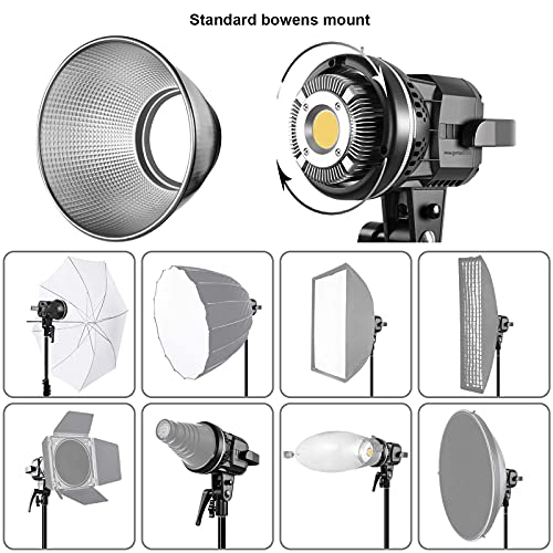 GVM 80W CRI97+ 5600K Dimmable LED Video Lights with Bowens Mount Kit Continuous Output Lighting Spotlight for YouTube Vlog Wedding Photography Shooting Light with Reflector