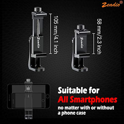 Zeadio Tripod Smartphone Mount, Cell Phone Holder Adapter, Selfie Stick Monopod Adjustable Clamp, Vertical and Horizontal Swivel Bracket, Fits for iPhone, Samsung, Huawei and All Phones - style: Remote Shutter Version